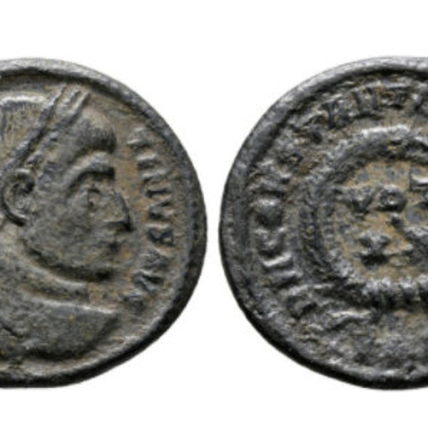 Constantine I, The Great  Authentic Ancient Roman Coin minted between 307-337 A.D.  Reverse; Votive in Wreath