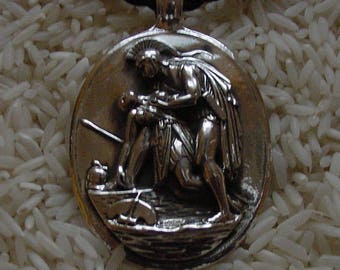 Large Sterling Silver Soldier Rescuing Woman