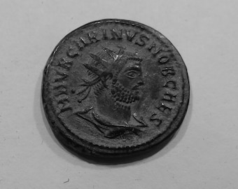 Authentic Roman Coin of Carinus,  Reverse; Emperor, Jupiter and Victory 282-285 A.D.