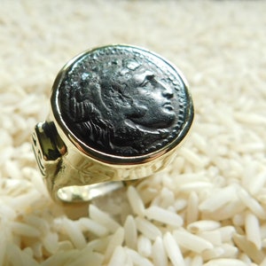 14k Gold Ring With an Authentic Ancient Coin Minted Under Alexander the Great Between 336 and 323 B.C.