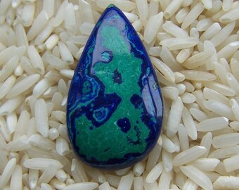 Malachite Azurite Pear Shape Cabochon