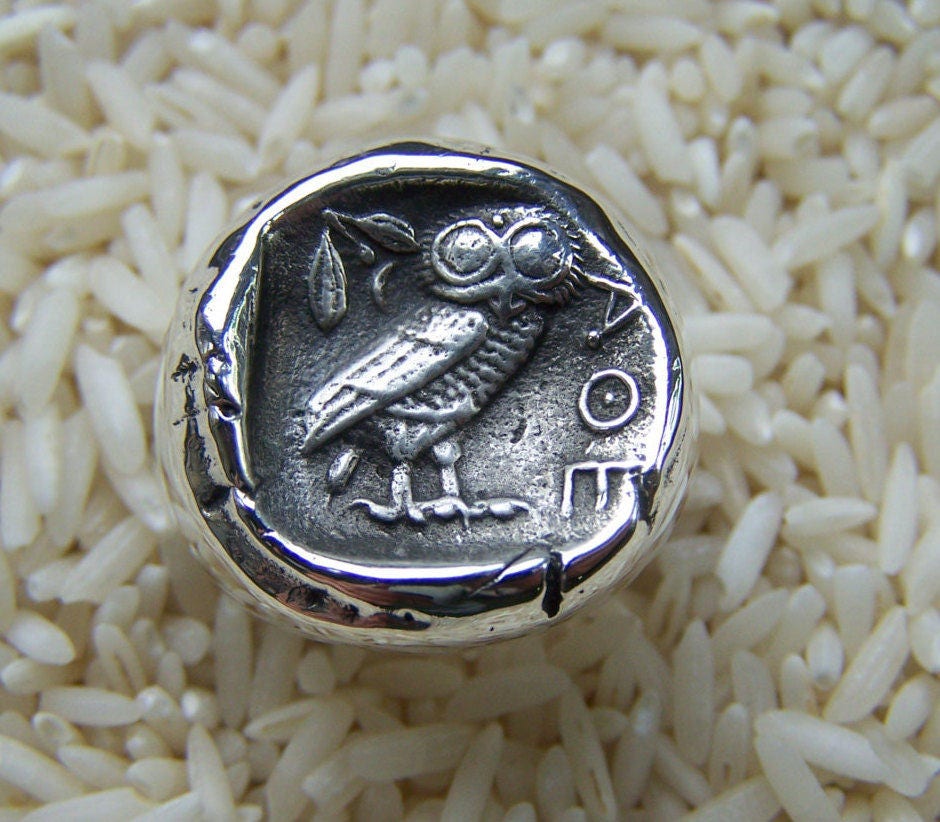 Athenian Owl Coin Replica Mans Ring, Mens Ring