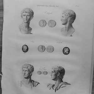 Caligula Large 23 1/2 by 17 1/2 Antique Print of  the Roman Emperor Caligula