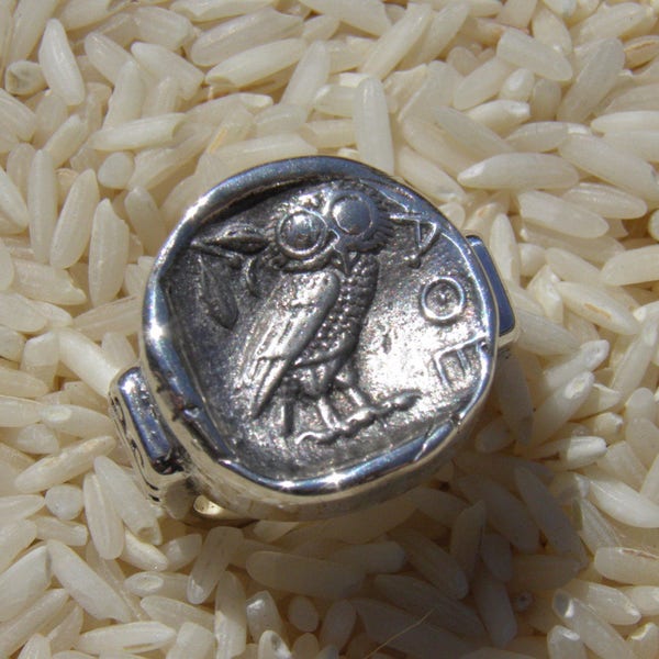 Athenian Owl Coin Replica Mans Ring, Mens Ring