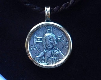 Jesus Christ, King of Kings Byzantine Coin Replica 14k and Sterling Silver