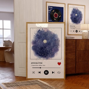 Impresión de arte de álbum de canciones favoritas, arte de pared de portada de álbum, póster de álbum, decoración de estudio de música.
