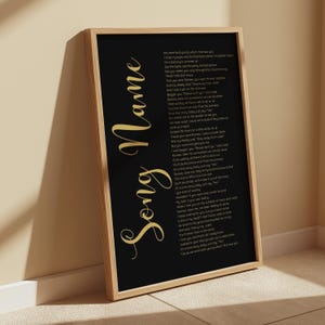 Favorite Song Lyrics Print, Song Lyric Poster, Custom Lyric Poster, Customized Lyrics, Custom Song Gift, Anniversary Gift.