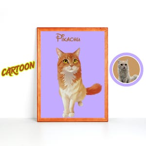 Portrait d'animal de compagnie personnalisé de style dessin animé à partir d'une photo, image numérique personnalisable de dessin animé d'animal de compagnie, cadeau intéressant pour papa