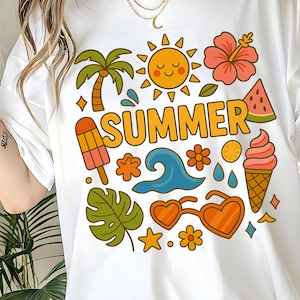 Summer Vibes PNG: Beach Clipart, T-Shirt Design (Digital Download)