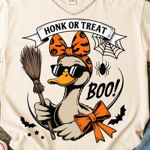 Honk or Treat Halloween Goose PNG, Cute Goose Witchy Halloween Png Design, Fall Shirt Png, Spooky Goose png,Retro Halloween Sublimation Png