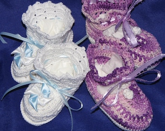 Adorable baby Christening booties * crib shoes are handmade like Grandma used to make from vintage pattern
