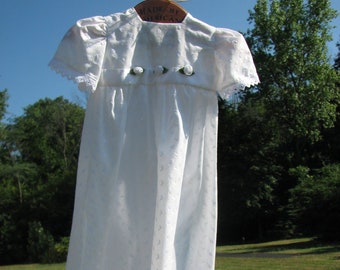 4 piece Christening Outfit - dress, coat, shoes, and bonnet * vintage white embroidered cotton