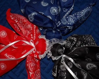 Bandanna hanky dolls, pew babies, church dolls, in red, blue, and black, Country style southern babies, for men, women, children, everyone