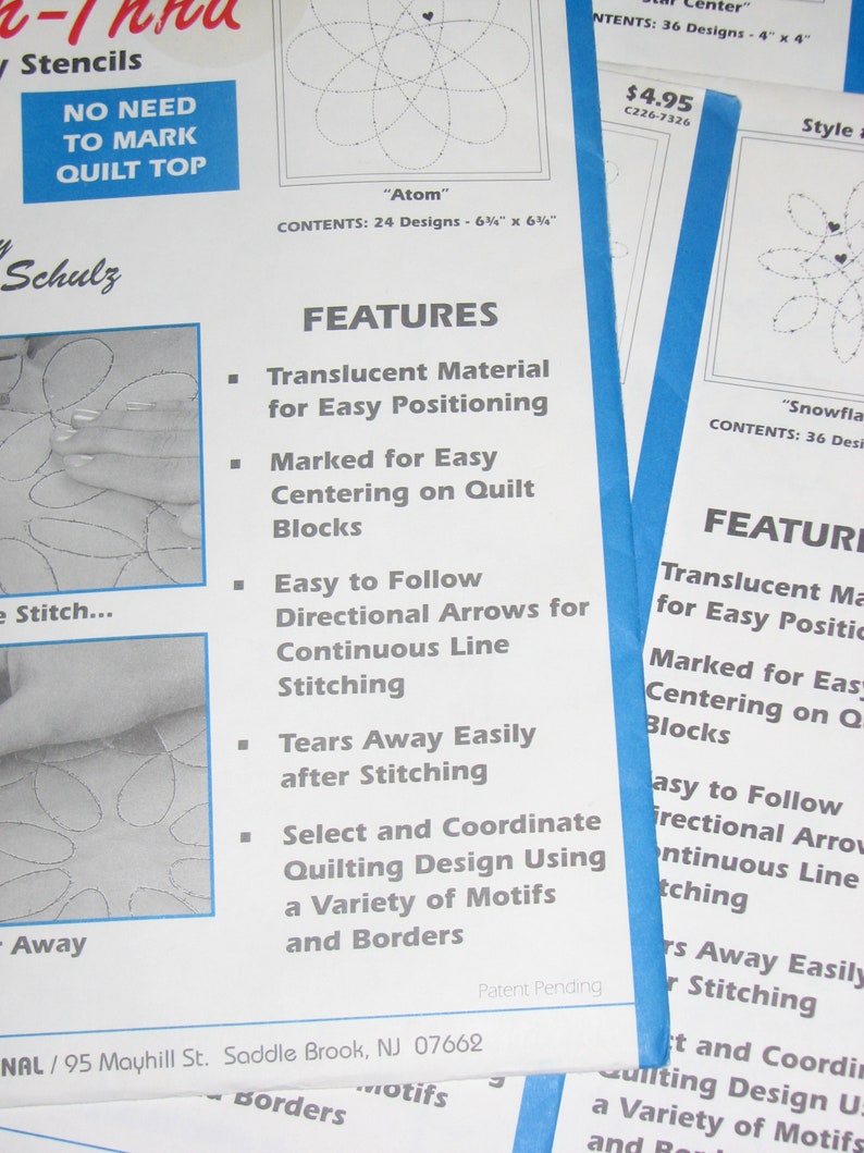 Stitch Thru Tear Away Stencils for Quilting. Machine Quilting Made Easy