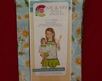 Me & My Doll Apron kit, NEW, complete fabric panel makes child size apron with matching 18" doll apron, includes instructions, cut and sew