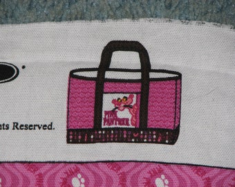 Pink Panther tote bag panel * fabric sewing panel * purse, hobo bag, shoulder bag * thick, durable cotton fabric