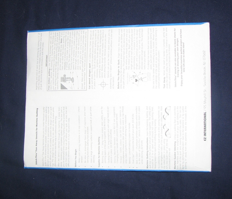 Stitch Thru Tear Away Stencils for Quilting. Machine Quilting Made Easy