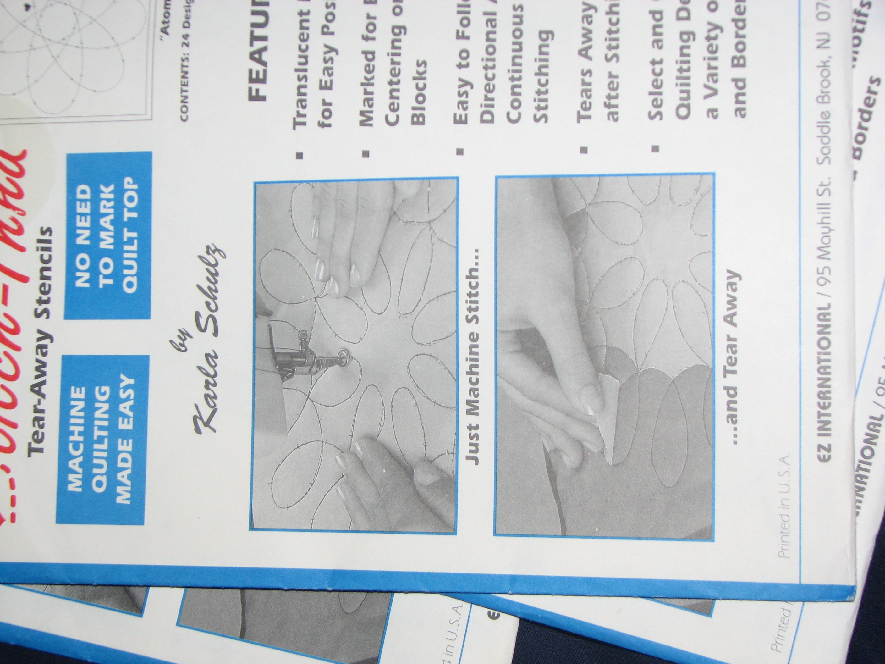 Stitch Thru Tear Away Stencils for Quilting. Machine Quilting Made Easy
