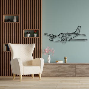 Beechcraft Baron 58 Silhouette - Custom Metal Airplane Wall Art & Unique Wall Decor