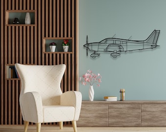 Piper Warrior PA-28 Silhouette - Custom Metal Airplane Wall Art & Unique Wall Decor