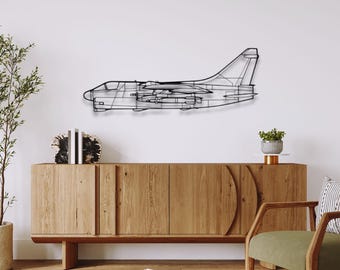 LTV A-7D Corsair II Silhouette - Custom Metal Airplane Wall Art & Unique Wall Decor