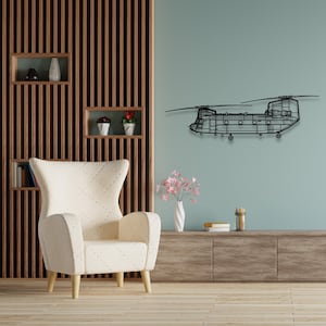 Boeing CH-47 Chinook Silhouette - Custom Metal Airplane Wall Art & Unique Wall Decor