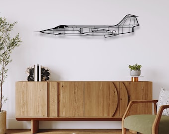 Sylwetka myśliwca F-104G Starfighter – niestandardowa metalowa grafika ścienna i wyjątkowa dekoracja ścienna