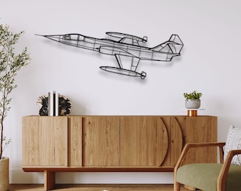Sylwetka myśliwca Lockheed F-104G Starfighter – niestandardowa metalowa grafika ścienna i wyjątkowa dekoracja ścienna