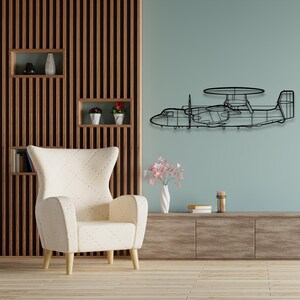 Northrop Grumman E-2D Hawkeye Silhouette - Arte de parede de avião de metal personalizado e decoração de parede exclusiva