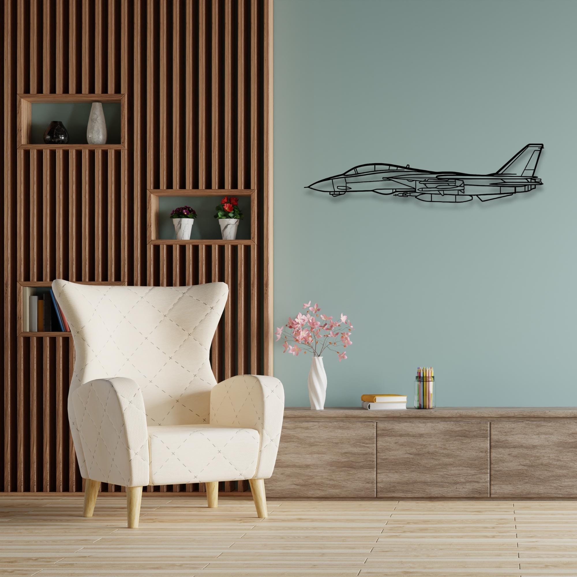 Grumman F-14 Tomcat Silhouette - Custom Metal Airplane Wall Art & Unique Wall Decor
