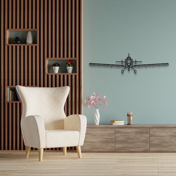 Air Tractor AT-802 Silhouette - Metallflugzeug Wandkunst & einzigartige Wanddekoration