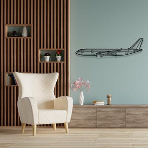 Silhouette Airbus A330-200 - Arte murale personalizzata in metallo e decorazione murale unica