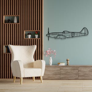 Supermarine Spitfire Mk XIV Silhouette - Custom Metal Airplane Wall Art & Unique Wall Decor