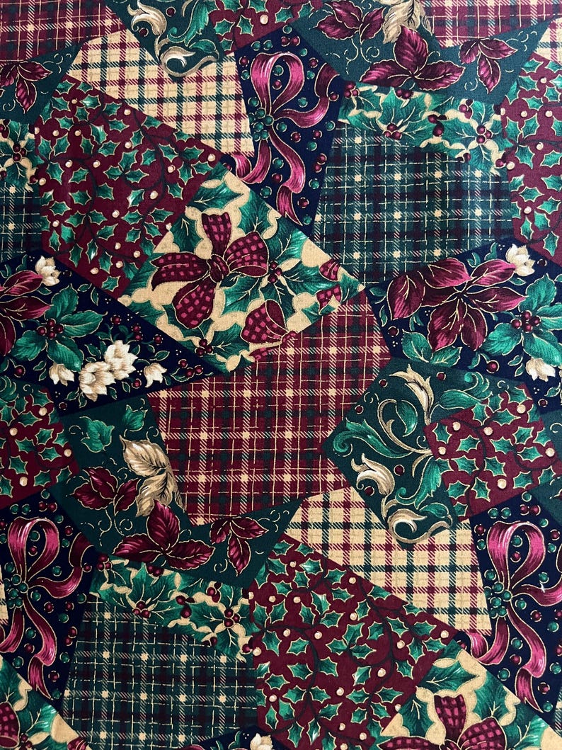 1.5yard Cut Holly Plaid Cotton Fabric by Joan Messmore for VIP
