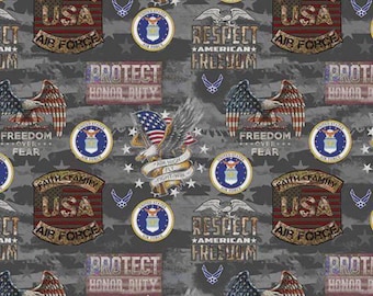 USAF Air Force Cotton Fabric/Quilting Sewing Fabric/2 Yard Cut