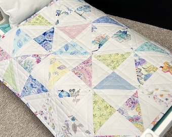 Handmade Miniature Quilt: "Imogene" Doll Bedding, Vanity Scarf, Pet Quilt