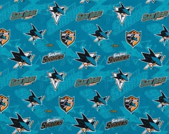 San Jose Sharks Cotton Fabric/Quilting Sewing Fabric/1.50 Yard Cut