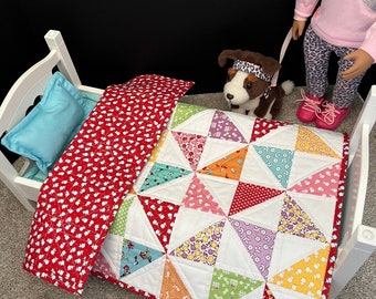 Beatrice Doll Quilt/Baby Doll Quilt/Handmade Doll Quilt/Doll Blanket/Miniature Doll Quilt/Doll Bedding/Pet Bedding/Dog Bedding