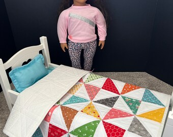 Olivia Doll Quilt/Baby Doll Quilt/Handmade Doll Quilt/Doll Blanket/Miniature Doll Quilt/Doll Bedding/Pet Bedding/Dog Bedding