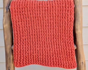 Manta de bebé tejida a mano/Manta de bebé tejida a mano/Regalo para baby shower/Manta de bebé/Envío inmediato/Color: Terracota