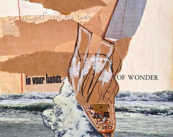 Beachy wall art original handmade collage