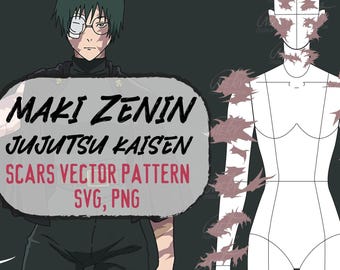 Maki Zenin Jujutsu Kaisen Scars burns Tattoo Pattern Vector Cosplay
