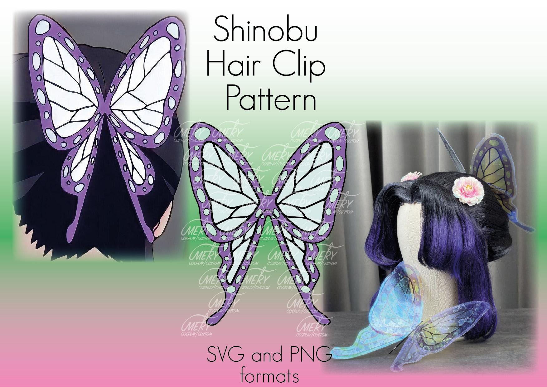 Shinobu Hair Clip PATTERN Cosplay Accessory Demon Slayer Inspired Etsy