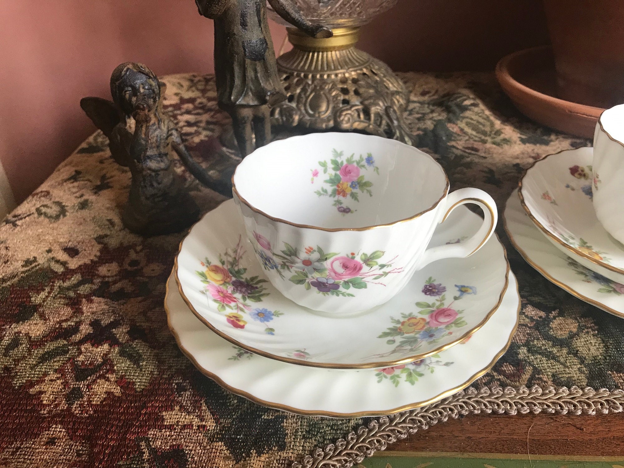 Minton Marlow Swirl Pattern 3 Piece Tea Cup Set Older Globe Etsy