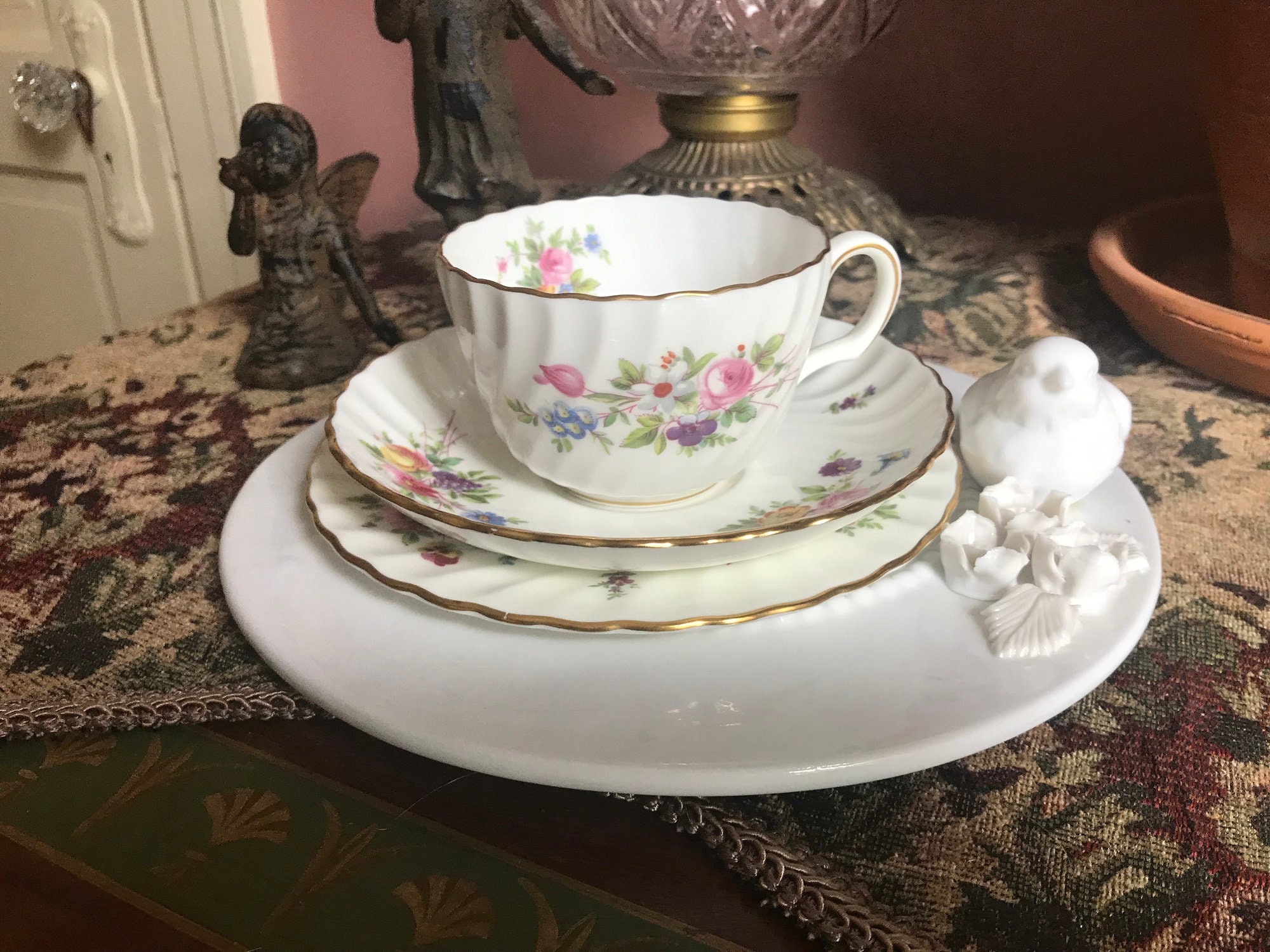 Minton Marlow Swirl Pattern 3 Piece Tea Cup Set Older Globe Etsy