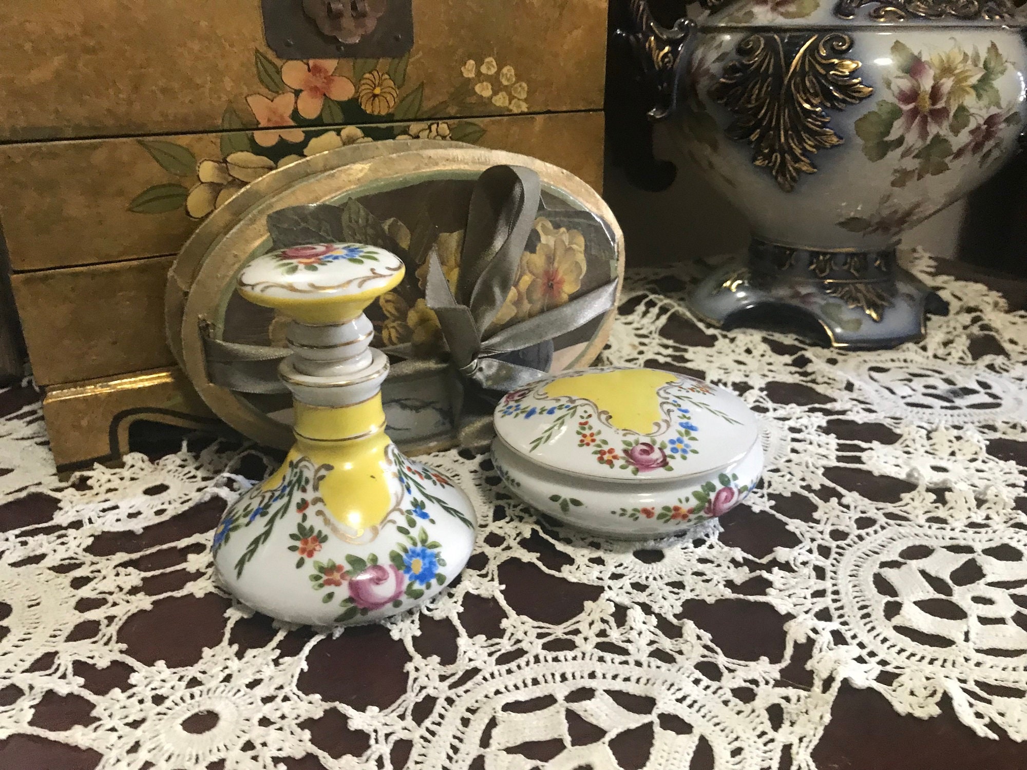 Namsyware Porcelain Victorian Style Vanity Set 1950's Etsy