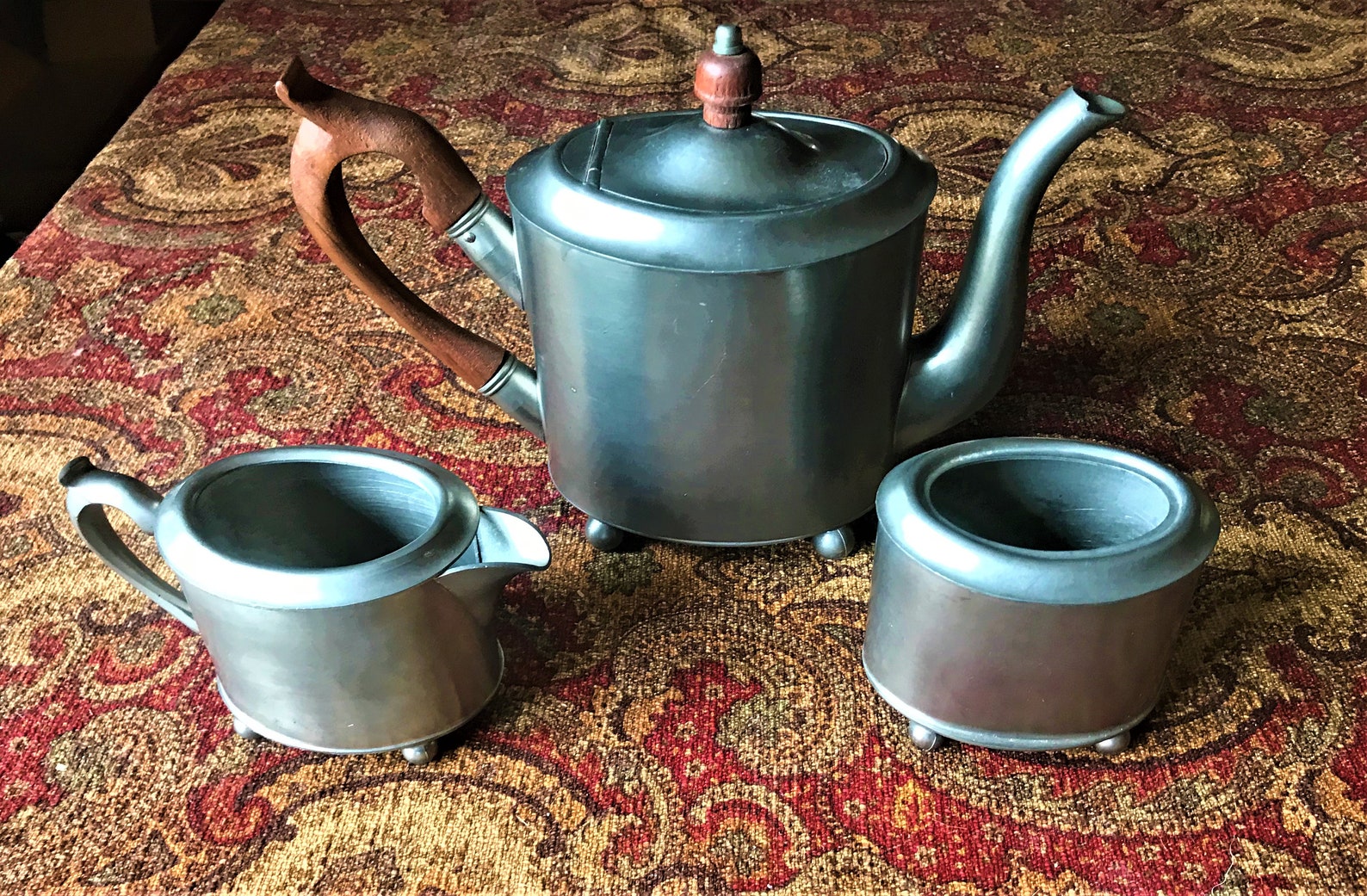 Stieff Pewter Tea Service Set Historic Newport Pattern Etsy