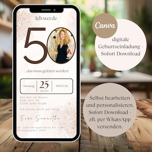 Digitale Einladung 50 Geburtstag, Whatsapp Einladung 50 Geburtstag, digitale Einladung Geburtstag Foto, Geburtstag 50