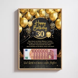 30 Geburtstag Geschenke, 30.Geburtstag Geldgeschenk, Geldgeschenke zum ausdrucken, deine erste Million 30.Geburtstag, A4, PDF Geldgeschenk