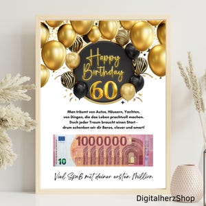 Gifts 60th birthday, gifts birthday money, 60th birthday cash gift, colleague gift birthday, A4, PDF cash gifts